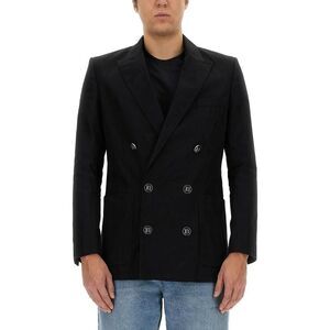 BALMAIN Double-Breasted Wool Blazer Men BLACK Outerwear